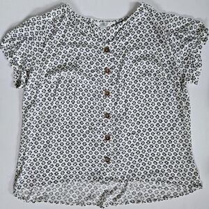 Market and Spruce Zoa button down short sleeve floral printed top sz 1X